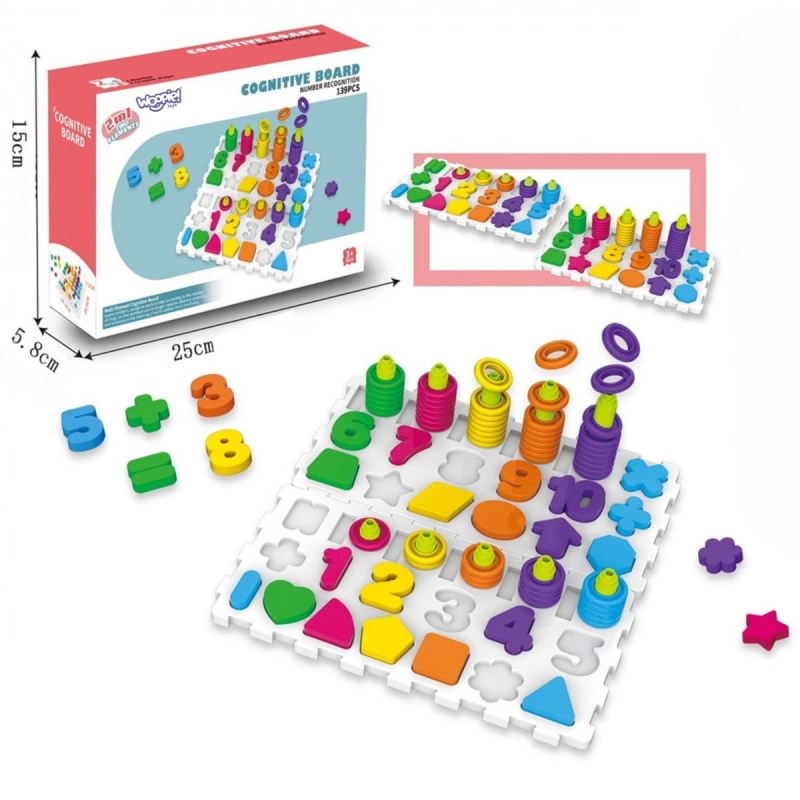 WOOPIE Układanka Montessori Sorter Trening Mózgu Literki Cyferki 139 el