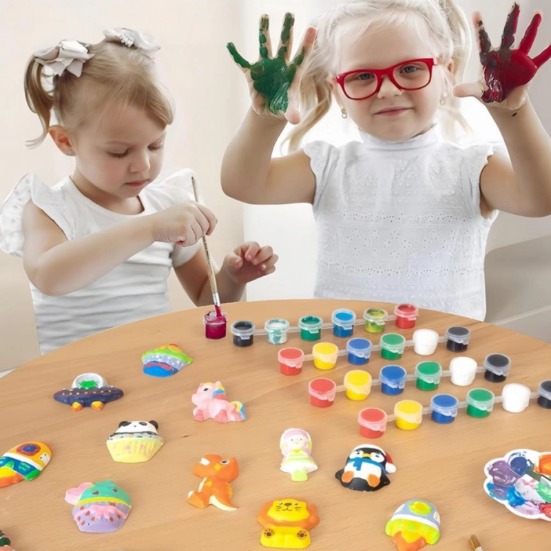 WOOPIE Zestaw Kreatywny z Farbami DIY Zrób Odlewy Gipsowe Figurki i Pomaluj - Zestaw Dinozaury