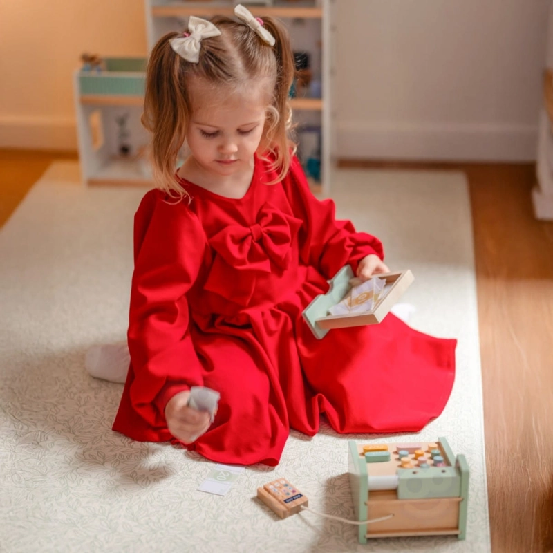 WOOPIE GREEN Drewniana Kasa Sklepowa Edukacyjna z Akcesoriami 23 el. FSC