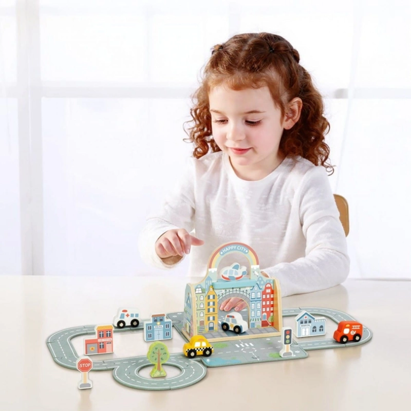 TOOKY TOY Zestaw Mini Miasto Przenośny Zestaw Torba Samochody