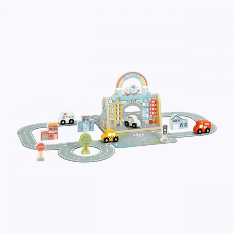 TOOKY TOY Zestaw Mini Miasto Przenośny Zestaw Torba Samochody