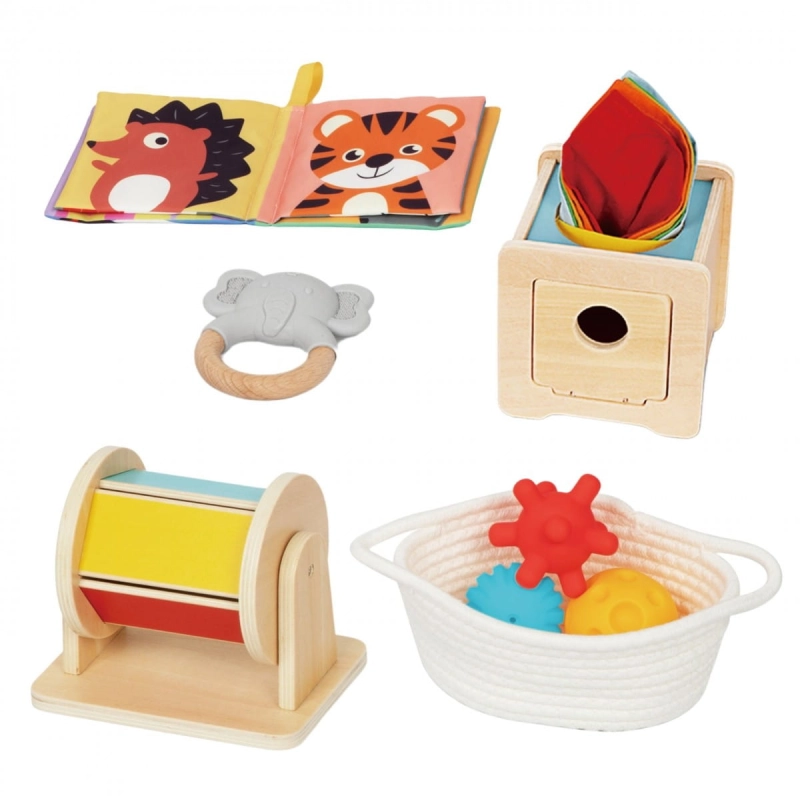 WOOPIE GREEN Box Pudełko XXL Montessori Edukacyjne 6w1 Sensoryczne 5-6 Miesięcy 13el. FSC