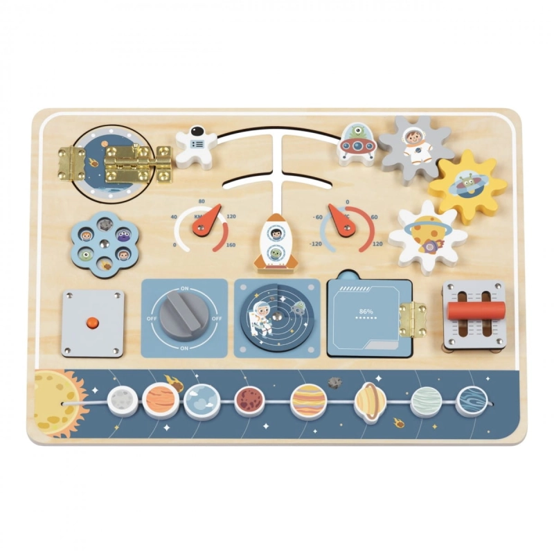 TOOKY TOY Drewniana Tablica Edukacyjna Montessori Astronauta Statek Kosmiczny