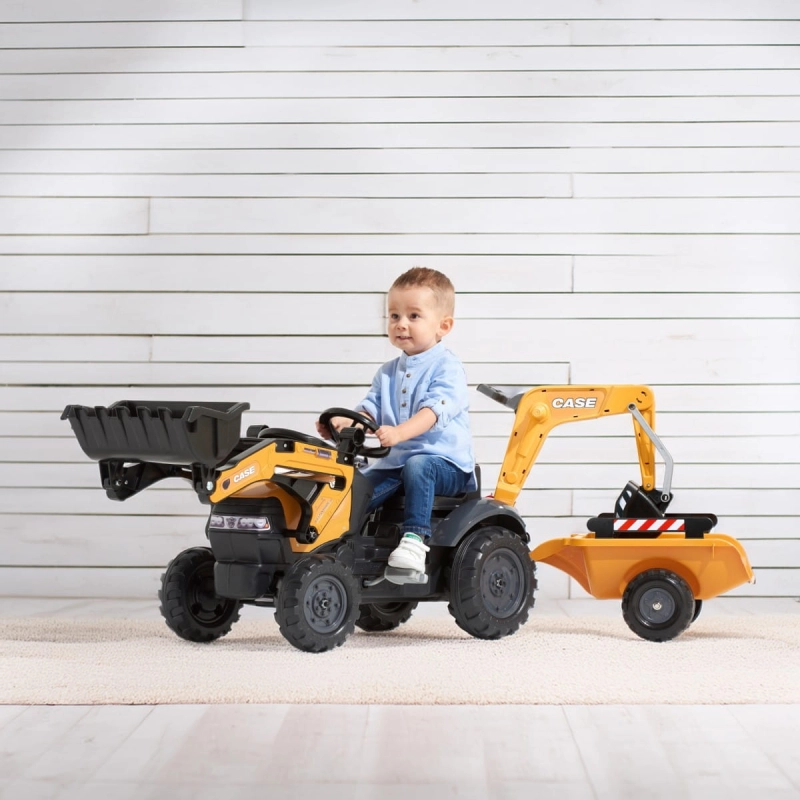 FALK Traktor na Pedały CASE z Łyżką Koparką i Przyczepą 2-5 lat