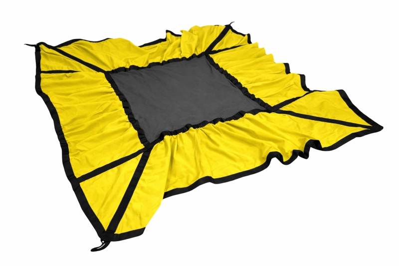 Trampolina elastyczna do terapii SI – bezpieczna minitrampolina bezsprężynowa dla dzieci w kolorze żółtym.