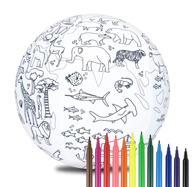 Piłka Balonowa Globus Kontynenty do kolorowania 30 cm