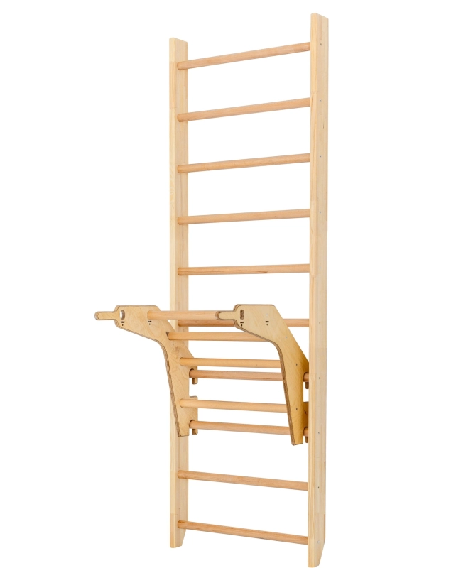 Drewniana drabinka gimnastyczna FLEX 220 cm z litego buku z regulowaną nakładką