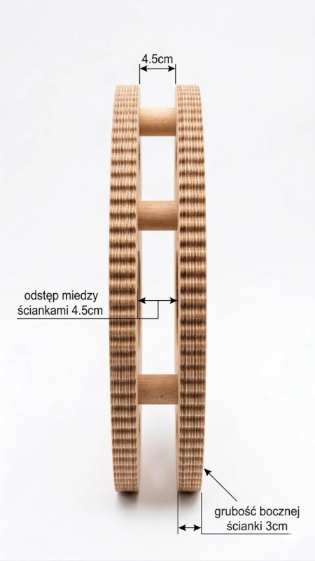 Drewniany masażer do rozciągania pleców – odstęp między ściankami 4,5 cm i grubość bocznej ścianki 3 cm