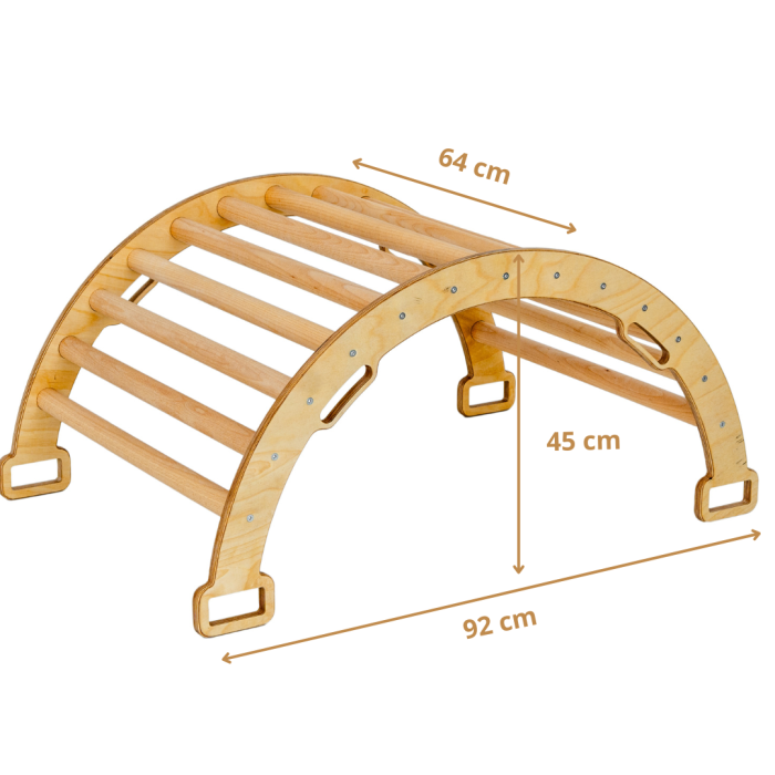 Bujak Montessori o wymiarach 92 × 64 × 45 cm ze sklejki liściastej i bukowych szczebli