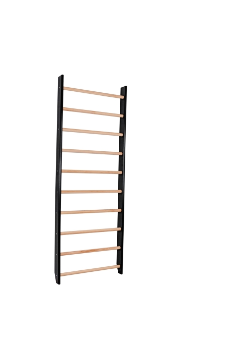 Drabinka gimnastyczna HomeStyle czarna 220 cm z naturalnymi bukowymi szczeblami