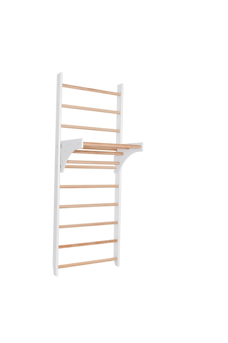 Drabinka HomeStyle biała 240 cm z regulowanym drewnianym drążkiem