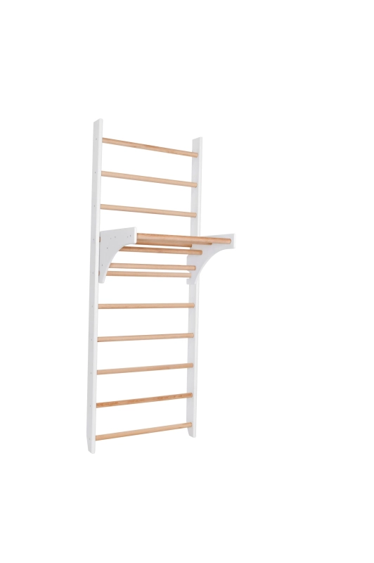 Drabinka HomeStyle biała 220 cm z regulowanym drewnianym drążkiem