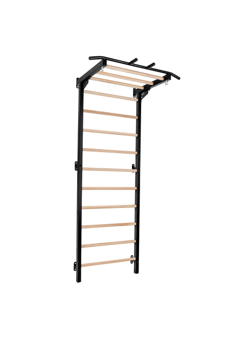 PowerWood Basic czarna – drabinka treningowa 225 cm z górnym drążkiem 105 cm