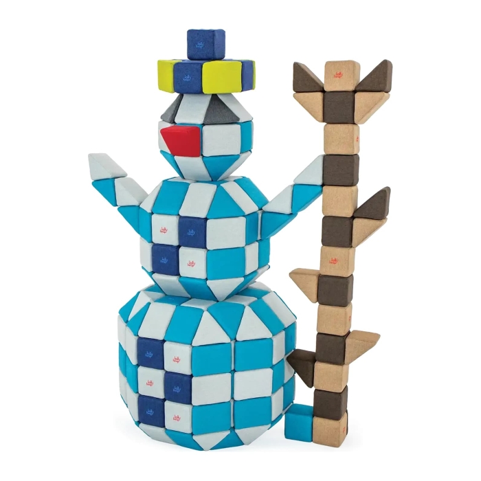 Zestaw klocków magnetycznych Fun JollyHeap – konstrukcja bałwana z dużych piankowych klocków magnetycznych.