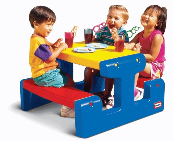 LITTLE TIKES Stół Stolik Piknikowy Czerwono Żółto Niebieski