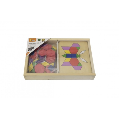 Drewniana Mozaika Geometryczna Viga Toys Układanka Logiczna Klocki 148 el