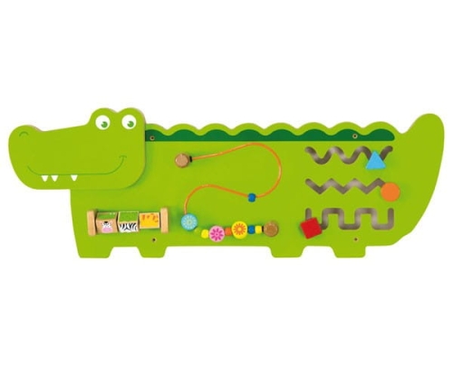 Sensoryczna Drewniana Tablica Manipulacyjna Viga Toys Krokodyl Certyfikat FSC