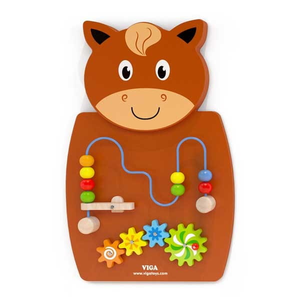 Drewniana Gra z przeplatnką i kołami zębatymi Koń Viga Toys