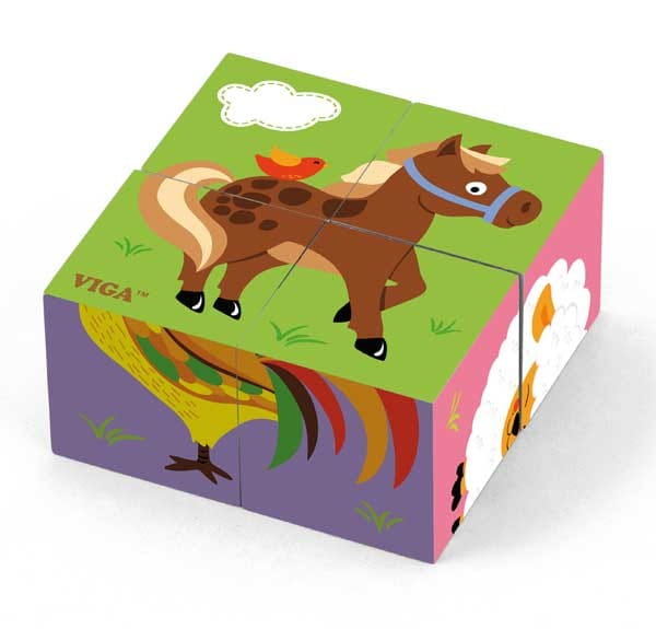 Drewniana układanka Farma Puzzle Viga Toys 4 klocki