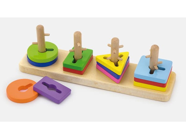 Drewniane klocki Viga Toys z sorterem kształtów