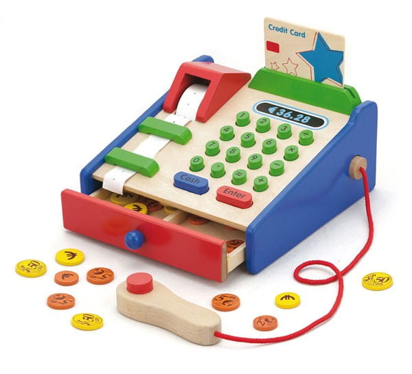 Drewniana Kasa sklepowa z akcesoriami Skaner Viga Toys