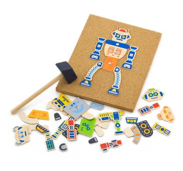 Drewniana Przybijanka Roboty 45 elementów Viga Toys