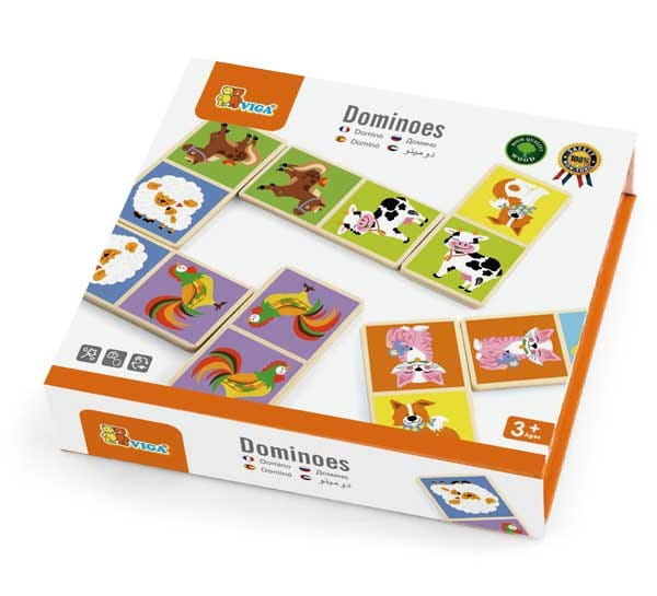 Drewniana gra Domino Farma Viga Toys 28 elementów