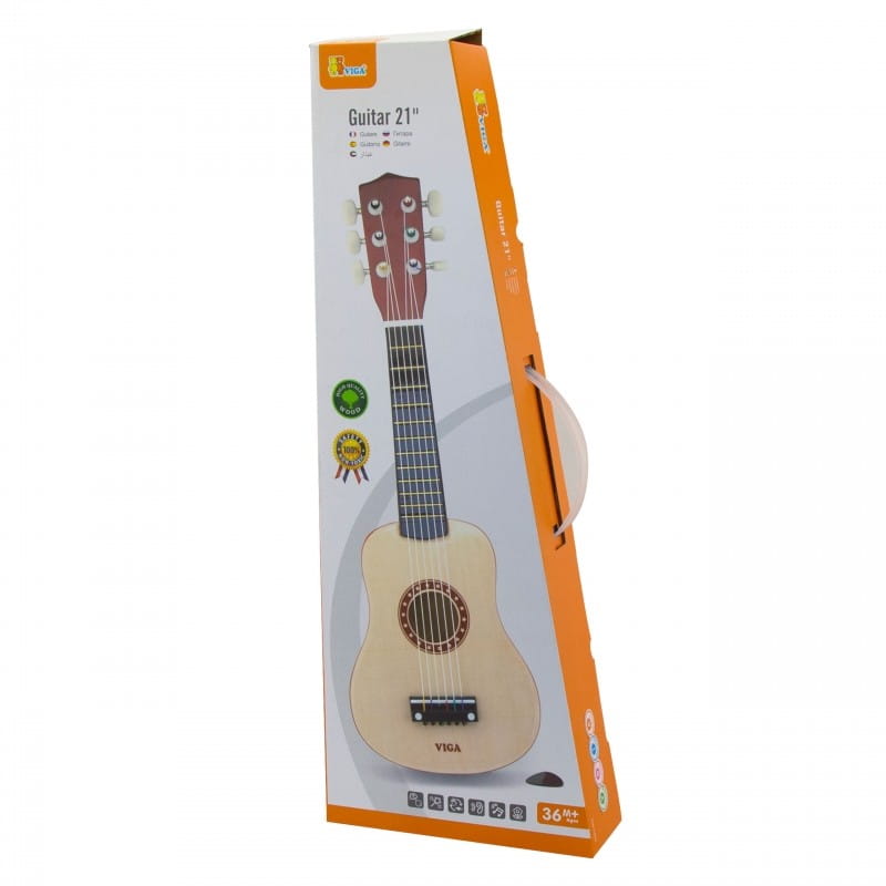 Viga Drewniana gitara dla dzieci Naturalna 21 cali 6 strun