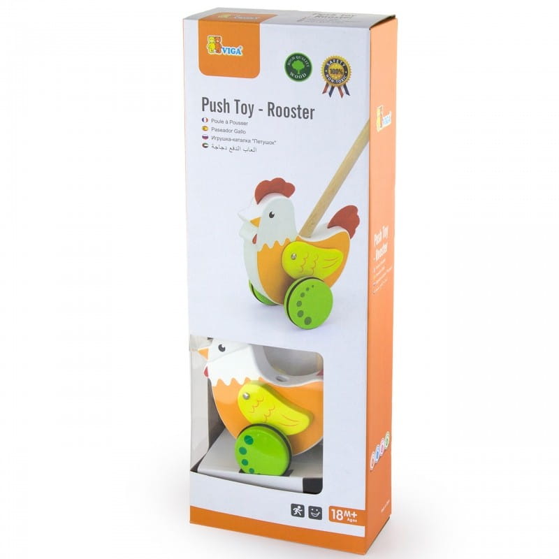 Viga Toys Drewniany Pchacz Edukacyjny Kurka