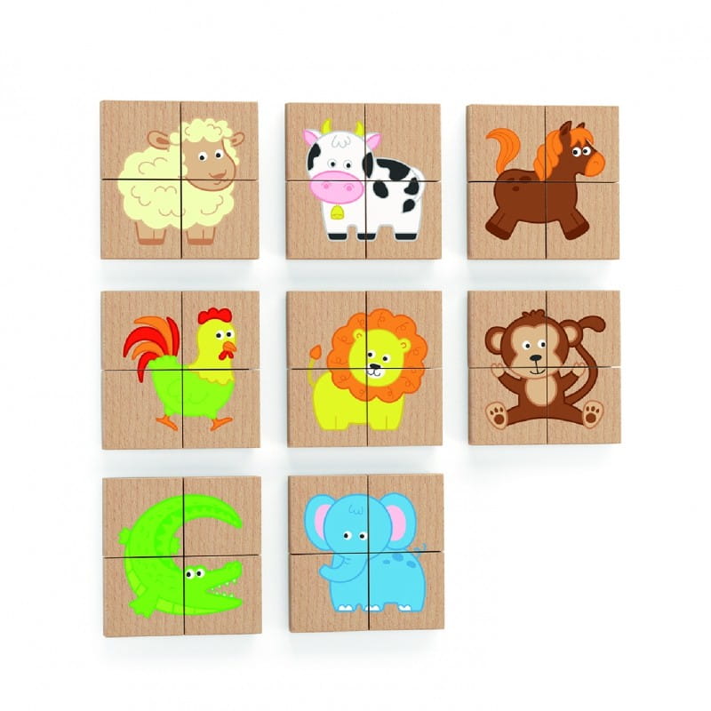 Viga Drewniane Puzzle Magnetyczne Zwierzęta Układanka Certyfikat FSC