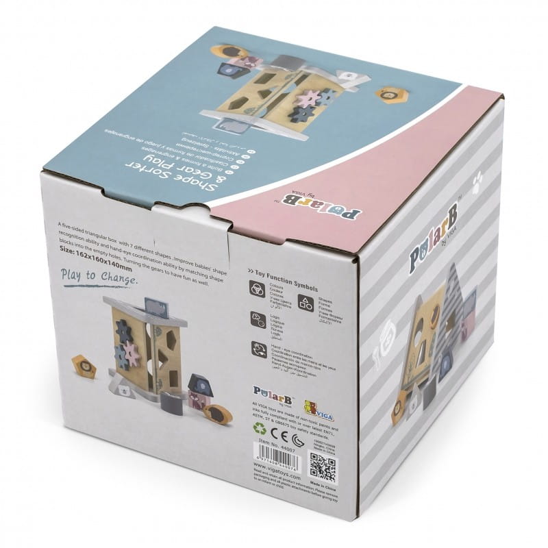 Viga PolarB Drewniany edukacyjny sorter z klockami piramida