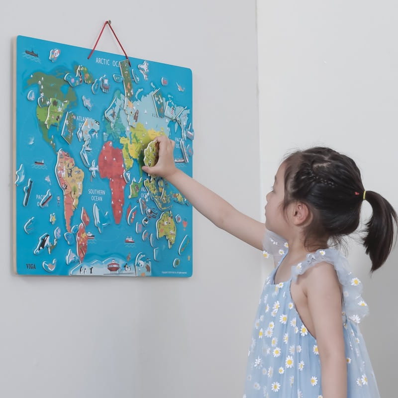 Viga 2w1 Tablica Edukacyjna z Magnetyczną Mapą Świata